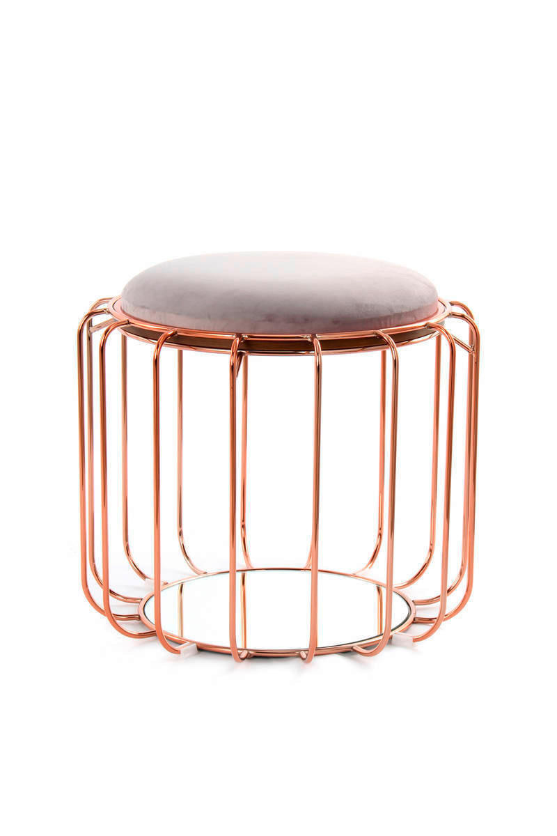 BEISTELLTISCH HOCKER 2 in 1 50/50/45 cm Grau, Kupferfarben  - Grau/Kupferfarben, Basics, Glas/Holzwerkstoff (50/50/45cm) - Kayoom