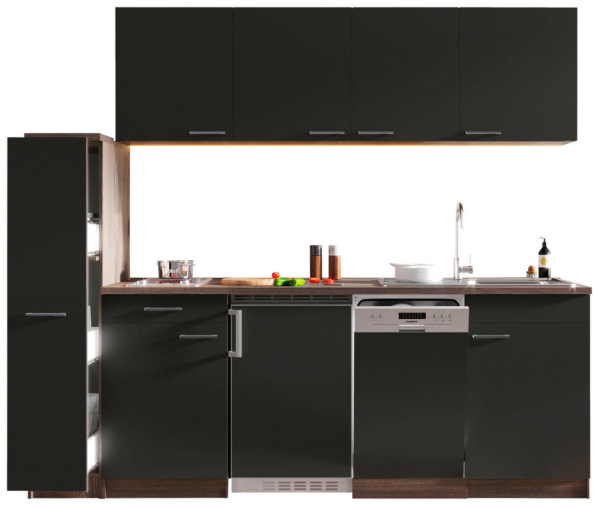 KÜCHENBLOCK 225 cm   in Grau  - Eichefarben/Alufarben, Basics, Holzwerkstoff/Kunststoff (225cm) - Respekta