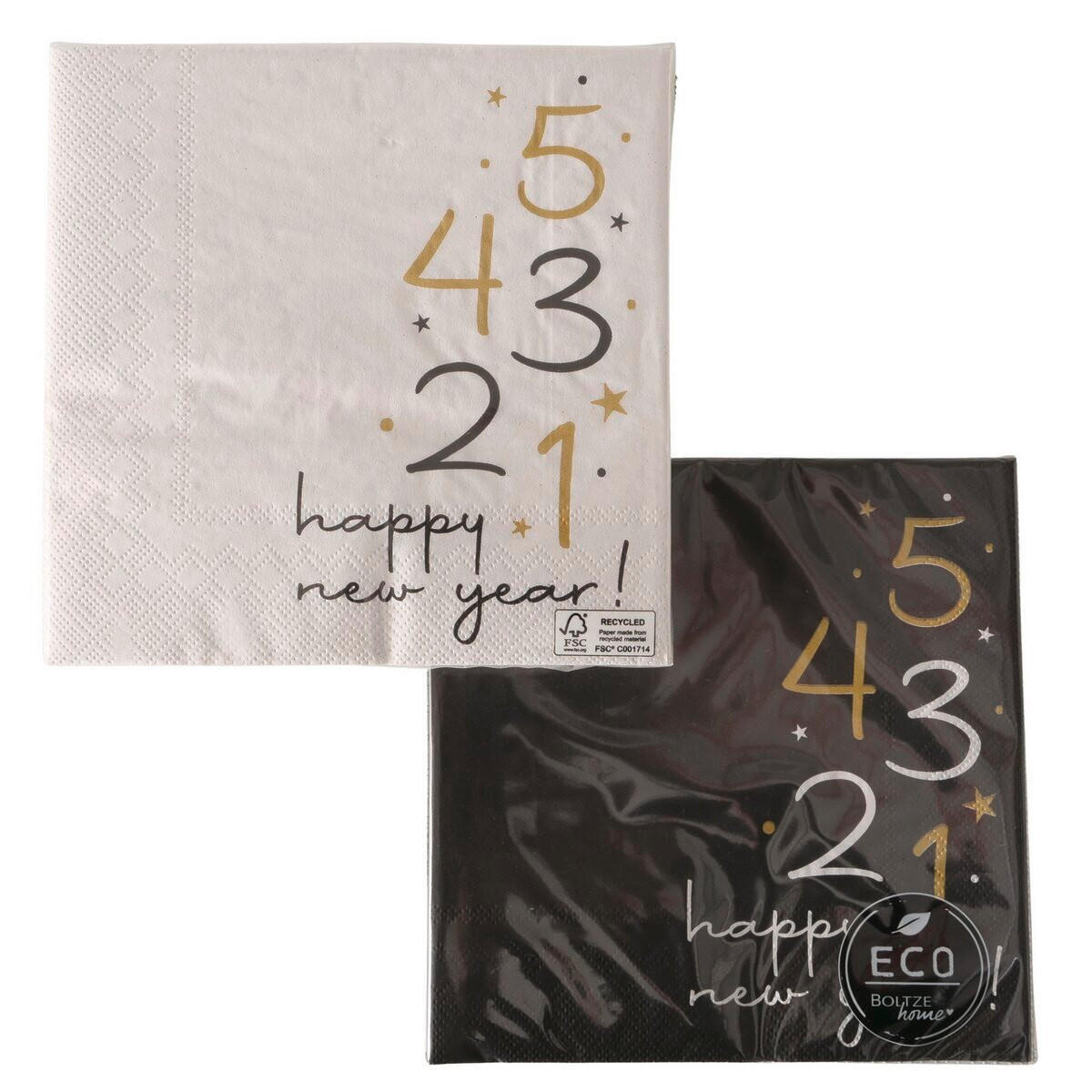 SERVIETTE   17/17/3 cm  - Weiss/Goldfarben, Basics, Papier (17/17/3cm)