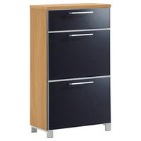 SCHUHKIPPER 61/108/31 cm  - Chromfarben/Eichefarben, Design, Glas/Holz (61/108/31cm) - Novel