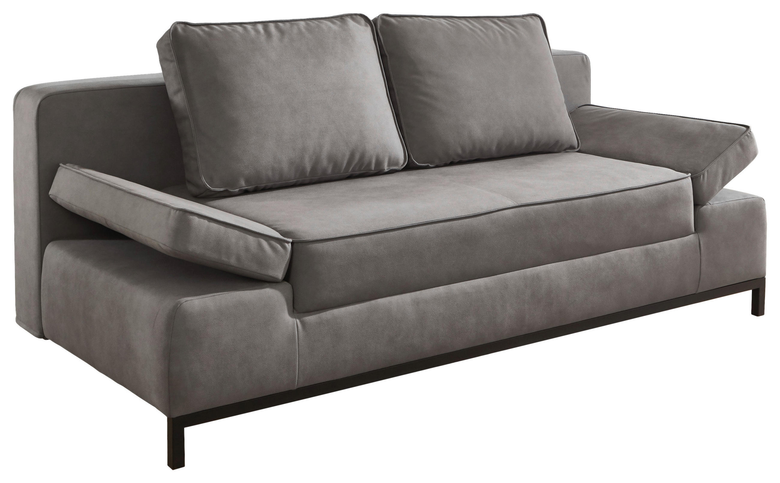 SCHLAFSOFA Mikrofaser Hellgrau  - Hellgrau/Schwarz, KONVENTIONELL, Kunststoff/Textil (202/90/97cm) - Carryhome