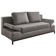 SCHLAFSOFA Mikrofaser Hellgrau  - Hellgrau/Schwarz, KONVENTIONELL, Kunststoff/Textil (202/90/97cm) - Carryhome