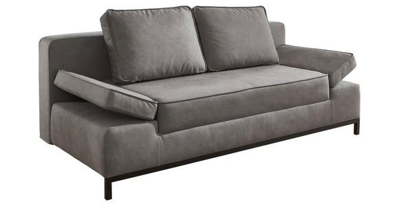 SCHLAFSOFA Mikrofaser Hellgrau  - Hellgrau/Schwarz, KONVENTIONELL, Kunststoff/Textil (202/90/97cm) - Carryhome