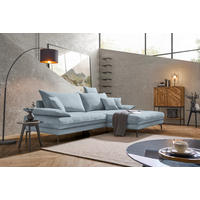 ECKSOFA PRATO Hellblau Flachgewebe  - Schwarz/Hellblau, MODERN, Textil/Metall (292/176cm) - MID.YOU