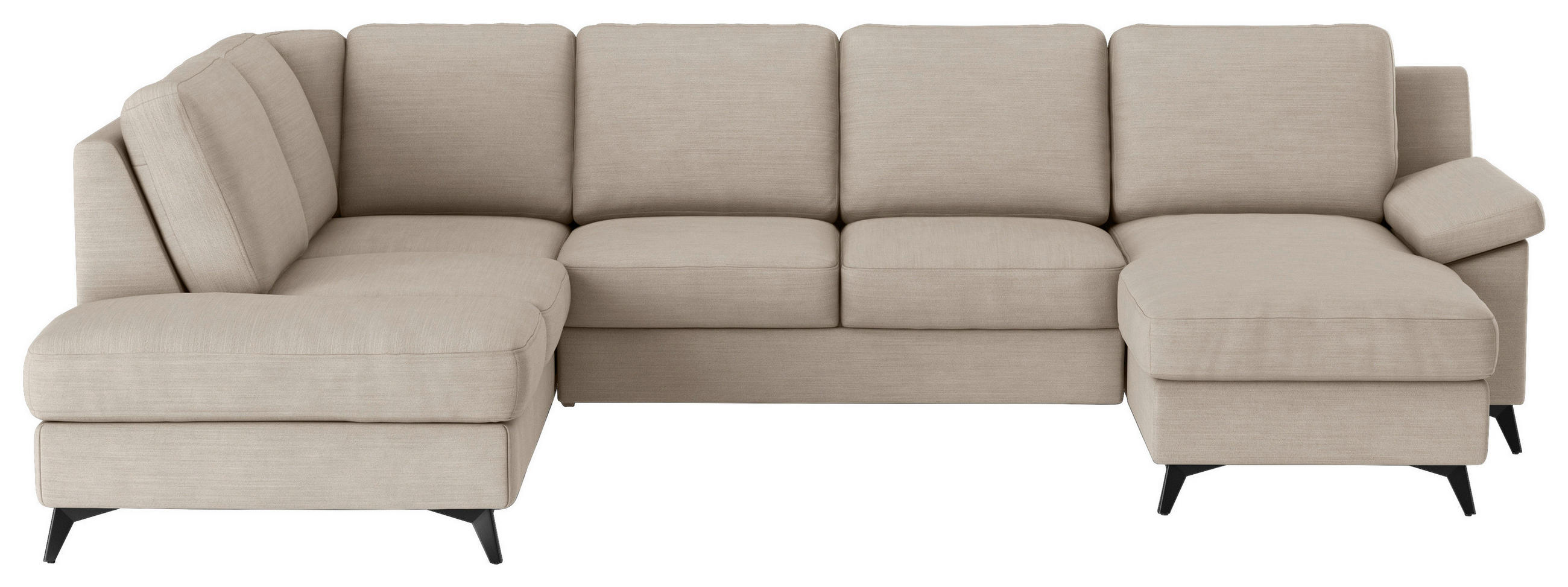 WOHNLANDSCHAFT in Flachgewebe Beige  - Beige/Schwarz, KONVENTIONELL, Textil/Metall (204/309/156cm) - Cotta