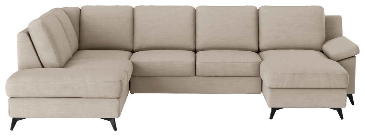WOHNLANDSCHAFT in Flachgewebe Beige  - Beige/Schwarz, Konventionell, Textil/Metall (204/309/156cm) - Cotta