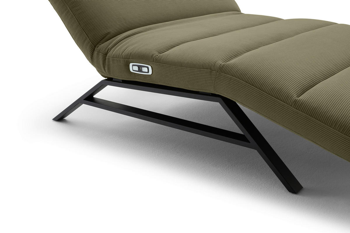 RELAXLIEGE Feincord Dunkelgrün  - Dunkelgrün/Schwarz, Design, Textil/Metall (120/54-113/158-198cm) - Pure Home Lifestyle