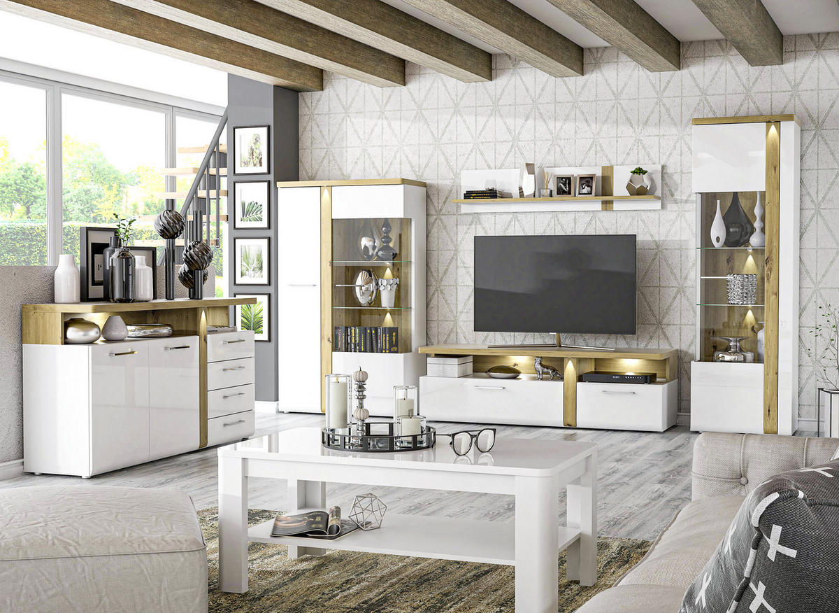 SIDEBOARD  in 103,5/85,9/43,2 cm  - Chromfarben/Eichefarben, MODERN, Holzwerkstoff/Kunststoff (103,5/85,9/43,2cm)