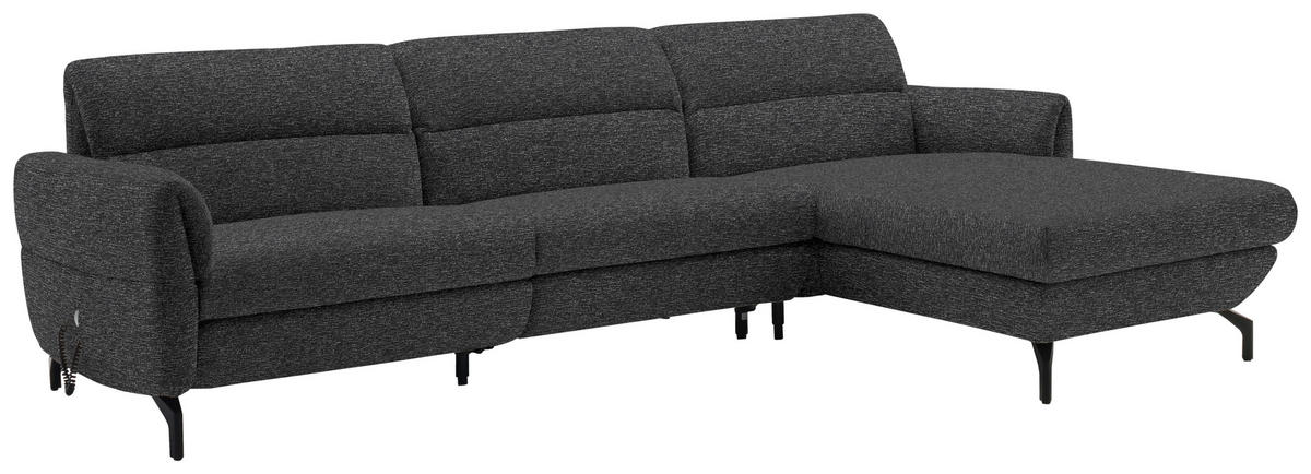 ECKSOFA Anthrazit Chenille  - Anthrazit/Schwarz, Design, Textil/Metall (299/187cm) - Schöner Wohnen