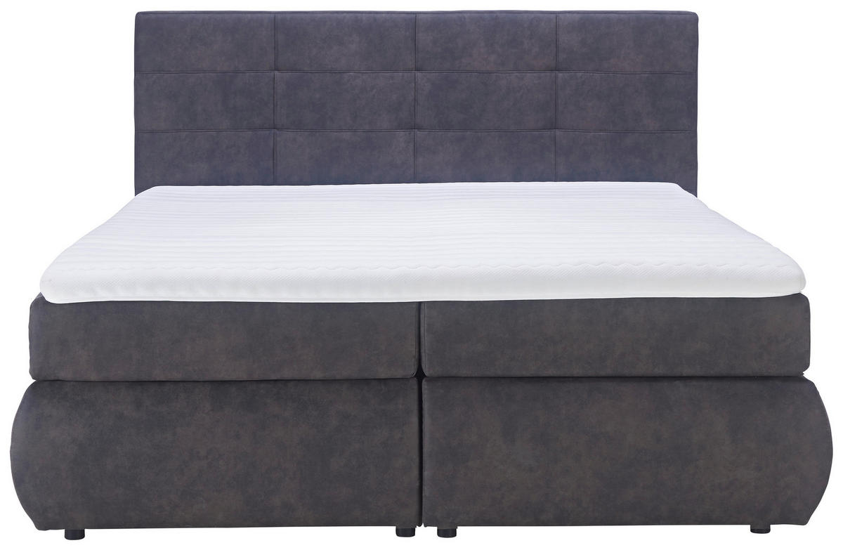 BOXSPRINGBETT 180/200 cm  in Dunkelgrau  - Dunkelgrau/Schwarz, Konventionell, Kunststoff/Textil (180/200cm) - Voleo