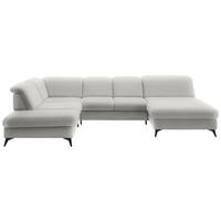 WOHNLANDSCHAFT Chenille Cappuccino  - Schwarz/Cappuccino, Design, Textil/Metall (255/369/198cm) - Beldomo Style