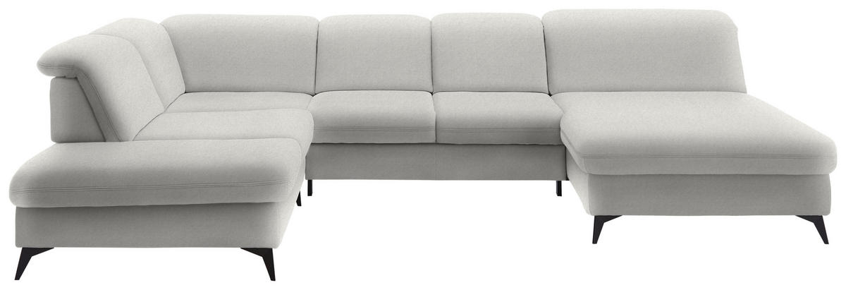 WOHNLANDSCHAFT Chenille Cappuccino  - Schwarz/Cappuccino, Design, Textil/Metall (255/369/198cm) - Beldomo Style