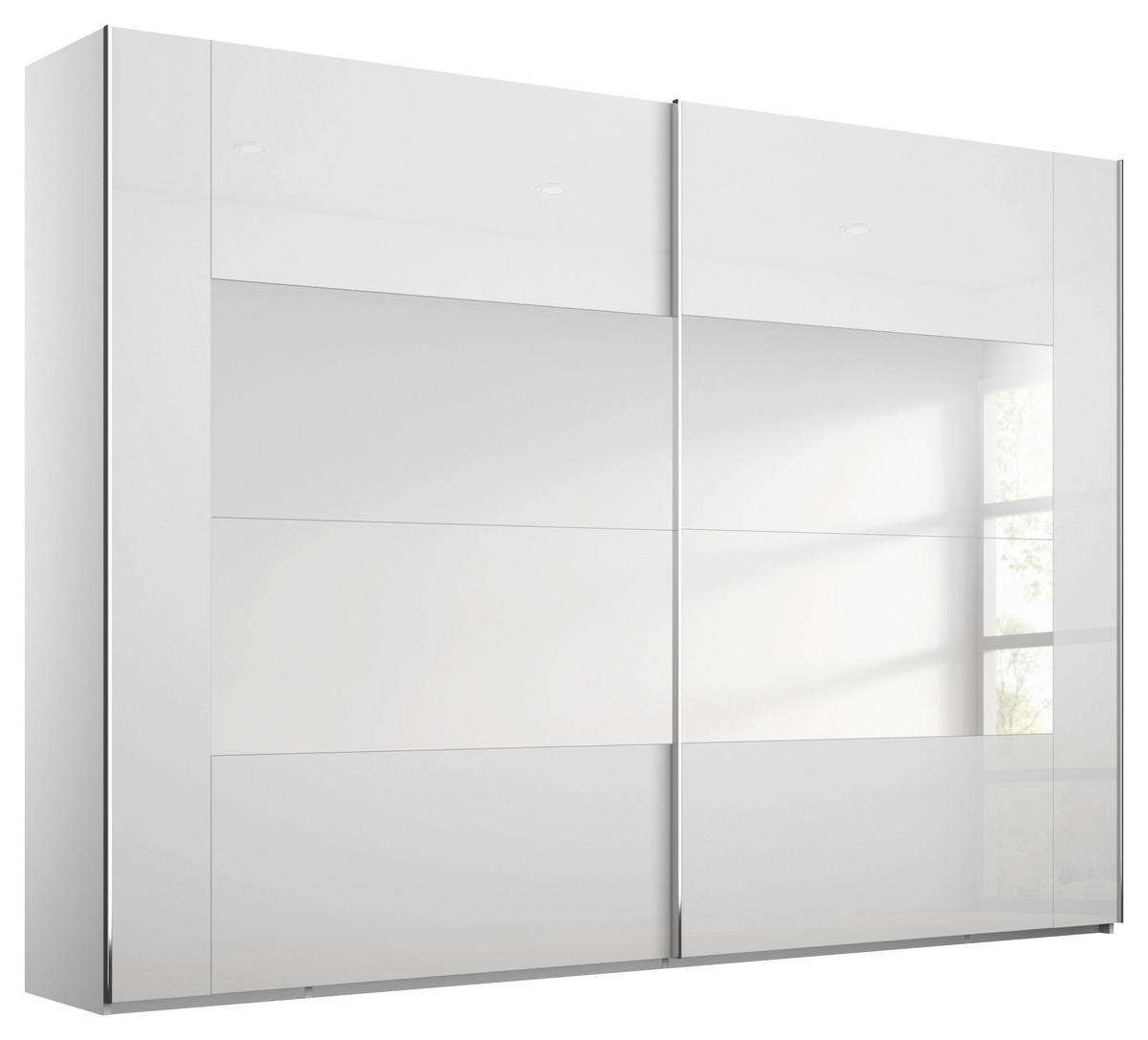 SCHWEBETÜRENSCHRANK 271/223/68 cm 2-türig Weiß  - Chromfarben/Weiß, Design, Glas/Holzwerkstoff (271/223/68cm) - Xora