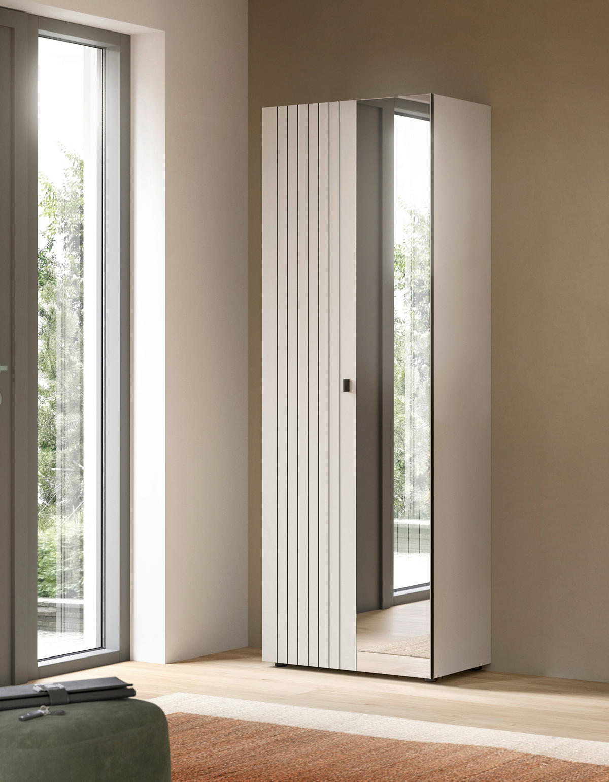 GARDEROBENSCHRANK  in 70/192/37 cm  - Kaschmir/Schwarz, Design, Glas/Holzwerkstoff (70/192/37cm) - MID.YOU