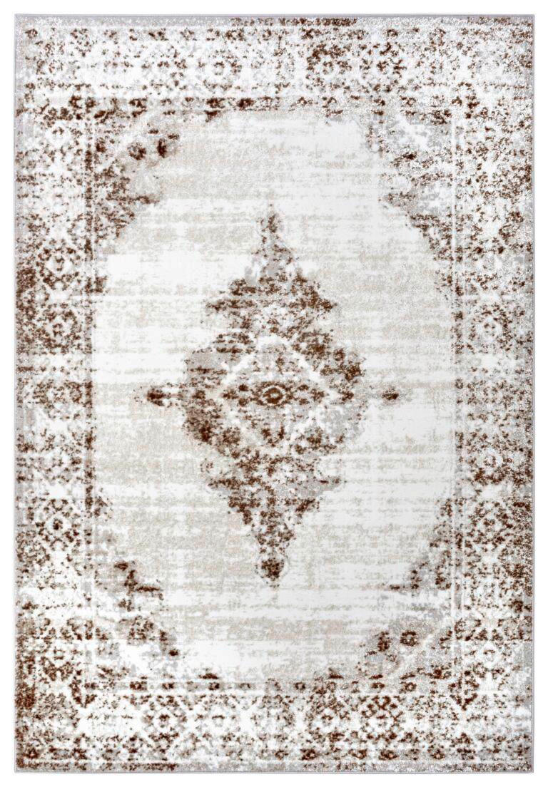 VINTAGE-TEPPICH 67/120 cm Shine Braun, Creme  - Creme/Braun, Design, Kunststoff (67/120cm)