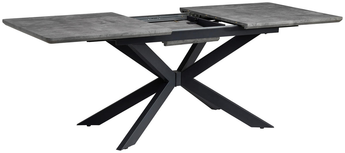 JÍDELNÍ STŮL, šedá, 160-200/76/90 cm - šedá/černá, Konvenční, kov/kompozitní dřevo (160-200/76/90cm) - MID.YOU