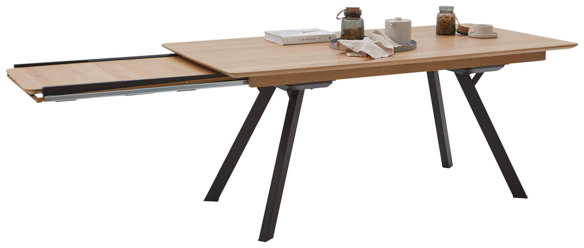 ESSTISCH in Holz, Metall 180/90/76 cm  - Eichefarben/Schwarz, KONVENTIONELL, Holz/Metall (180/90/76cm) - Valnatura