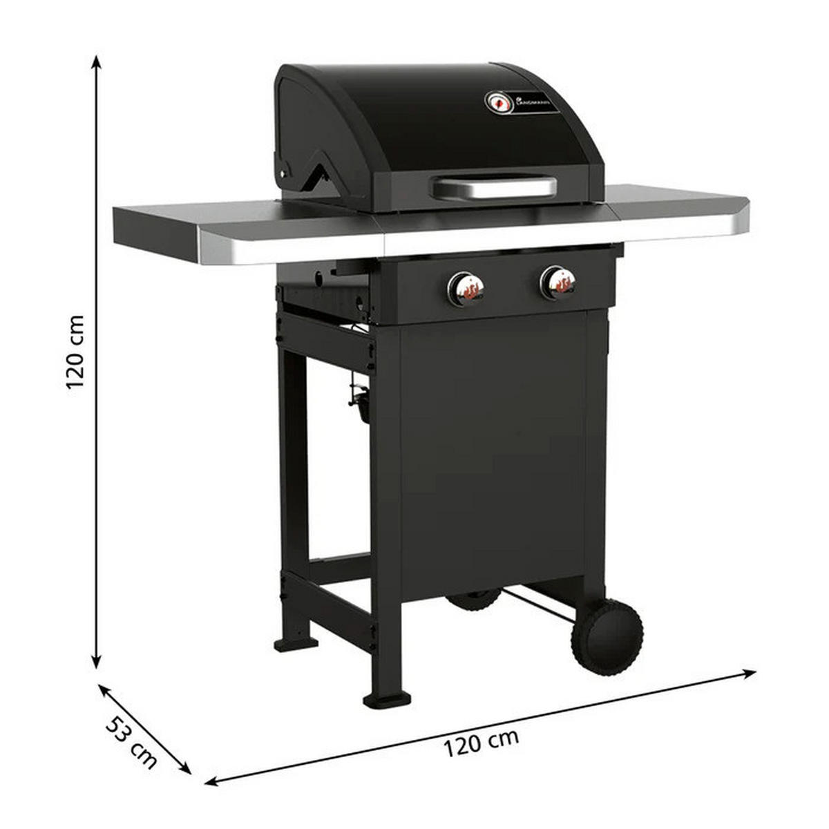 GASGRILL  Schwarz  - Schwarz, Basics, Metall (120/53/120cm) - Landmann
