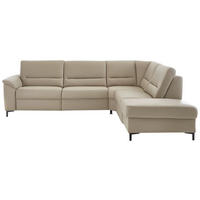 ECKSOFA in Echtleder Perlmutt  - Perlmutt/Schwarz, Konventionell, Leder/Metall (290/247cm) - Beldomo Premium