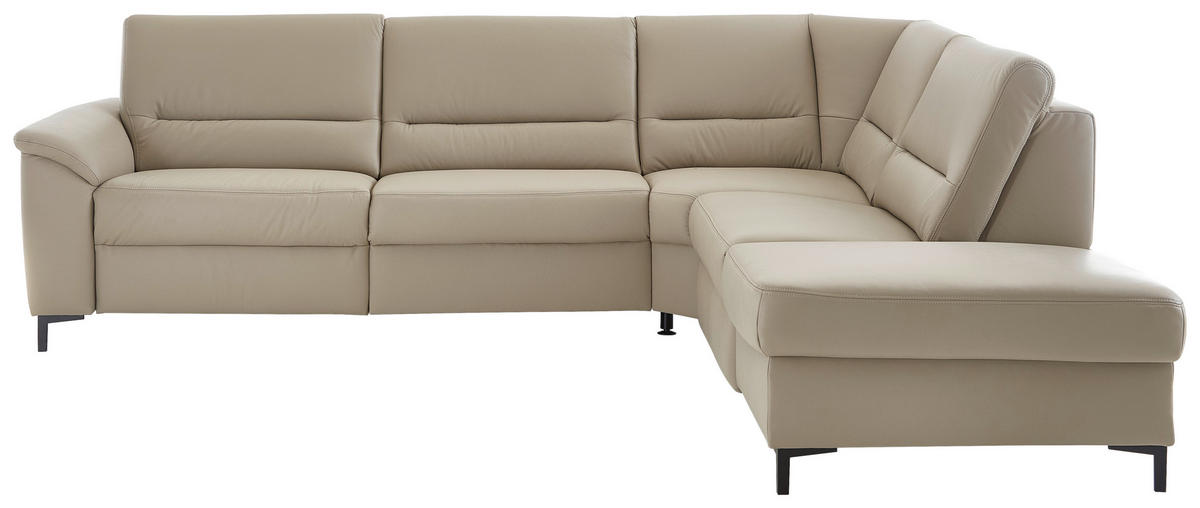 ECKSOFA in Echtleder Perlmutt  - Perlmutt/Schwarz, Konventionell, Leder/Metall (290/247cm) - Beldomo Premium