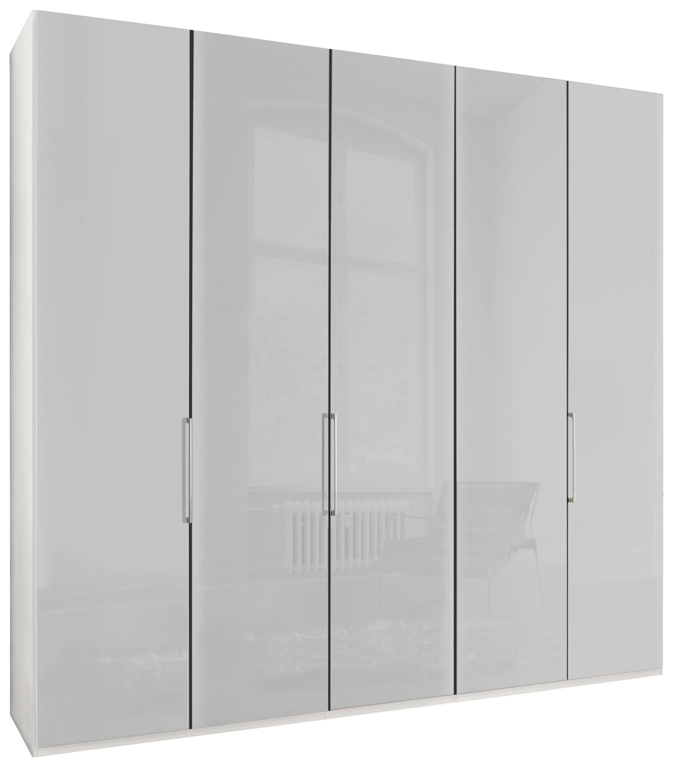 FALTTÜRENSCHRANK Weiss  - Chromfarben/Weiss, Konventionell, Glas/Holzwerkstoff (250/236/58cm) - Dieter Knoll