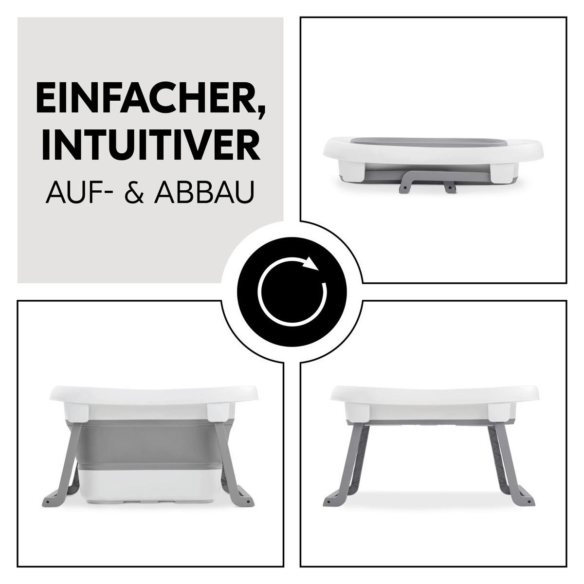 BABYBADEWANNE Wash N Fold  - Hellgrau/Weiß, Basics, Kunststoff (56/44/78cm) - Hauck