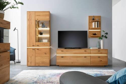 WOHNWAND  in Wildeiche  276/202/51 cm  - Wildeiche/Anthrazit, Natur, Glas/Holz (276/202/51cm) - MID.YOU