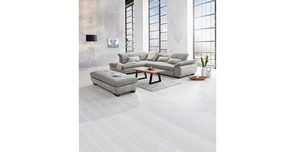 ECKSOFA in Flachgewebe Hellgrau 242/313 cm - Hellgrau/Schwarz, Design, Textil/Metall (242/313cm) - Xora