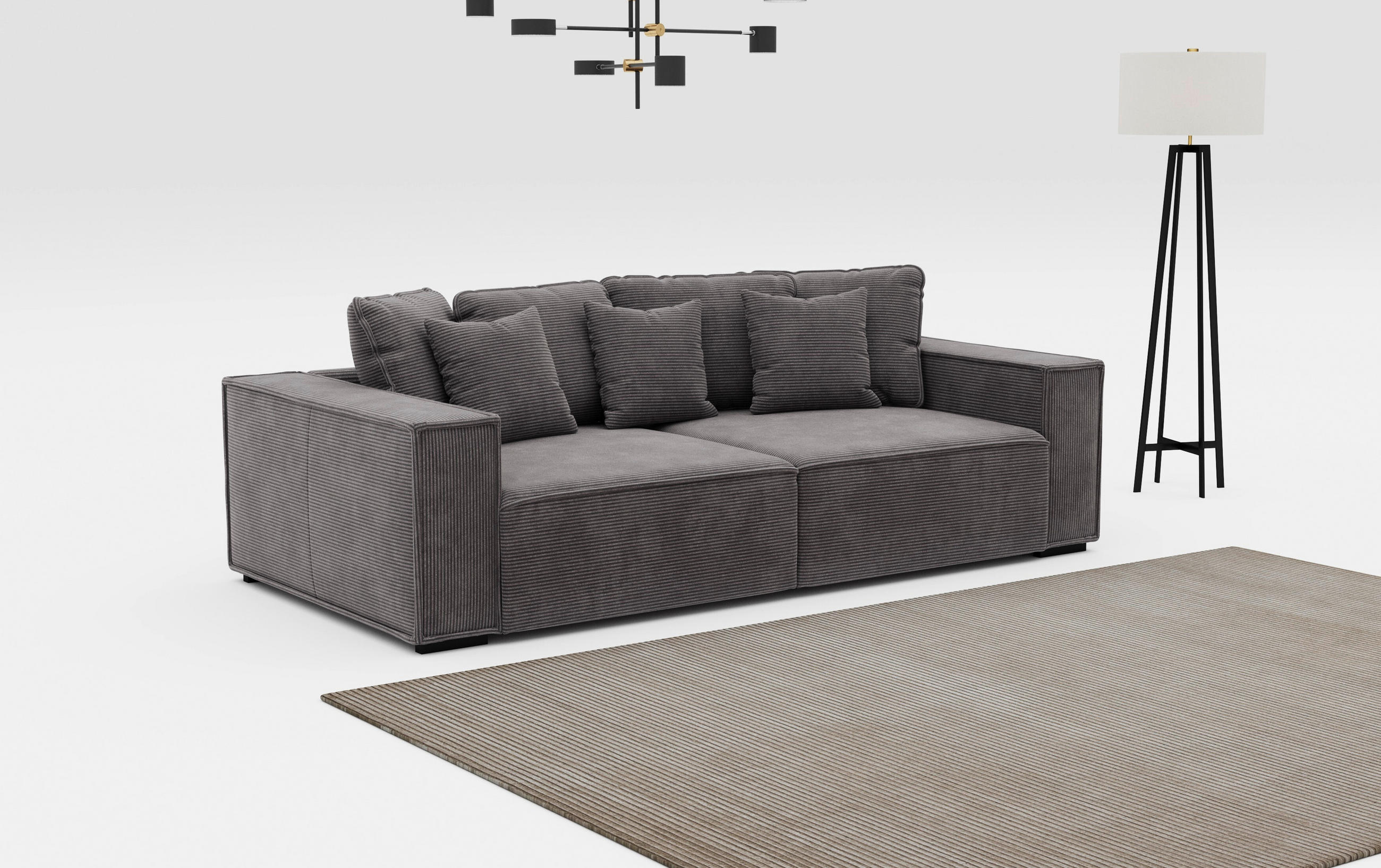 BIGSOFA Mikrofaser Anthrazit  - Anthrazit, MODERN, Kunststoff/Textil (244/62/117cm) - MID.YOU