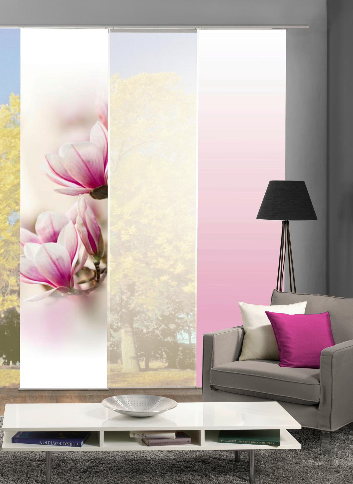 FLÄCHENVORHANG MAGNENE, 3-TLG.  3 Stück  blickdicht   3x60/245 cm  - Rosa, Basics, Textil (3x60/245cm)