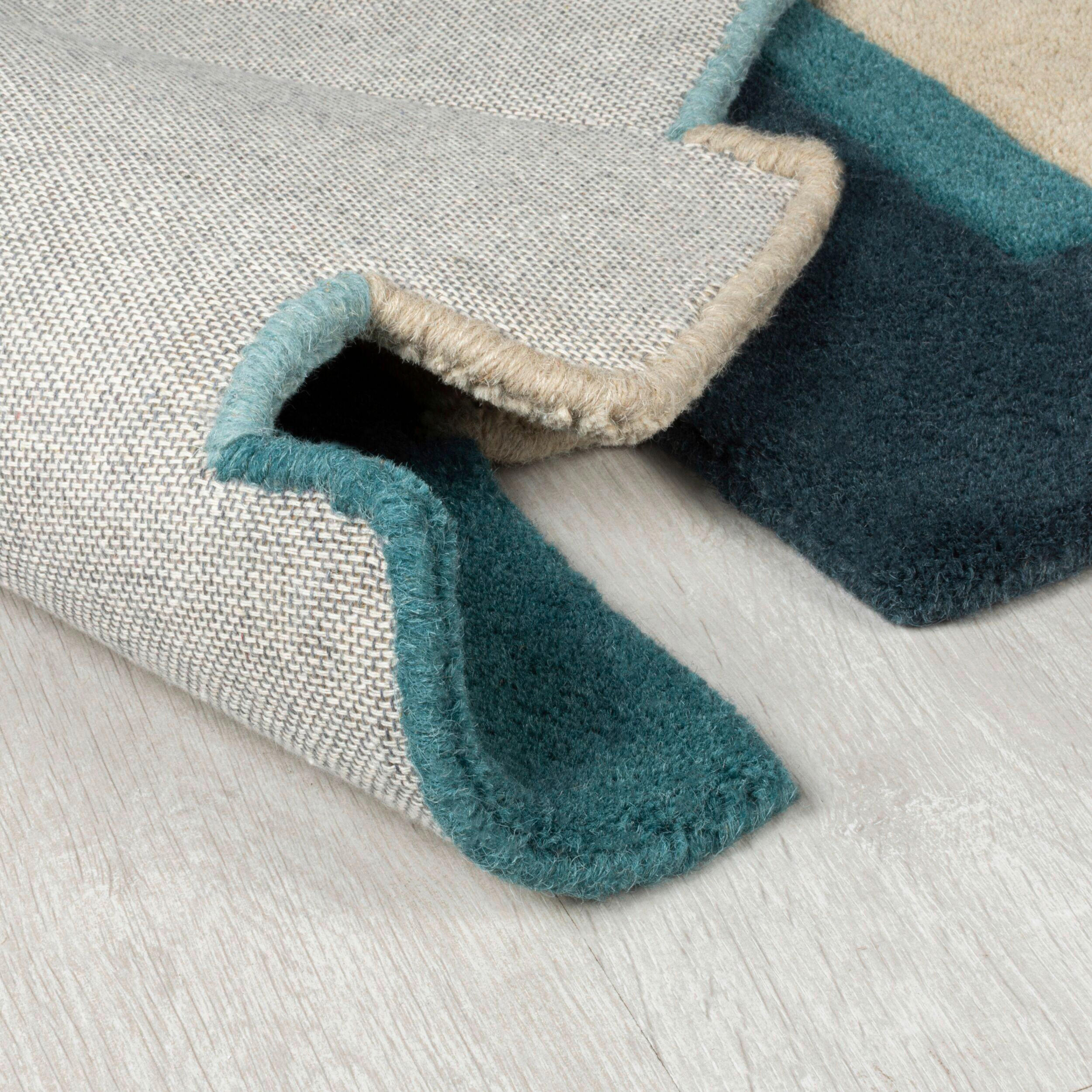 WOLLTEPPICH 200/290 cm Abstract Petrol  - Petrol, KONVENTIONELL, Textil (200/290cm)