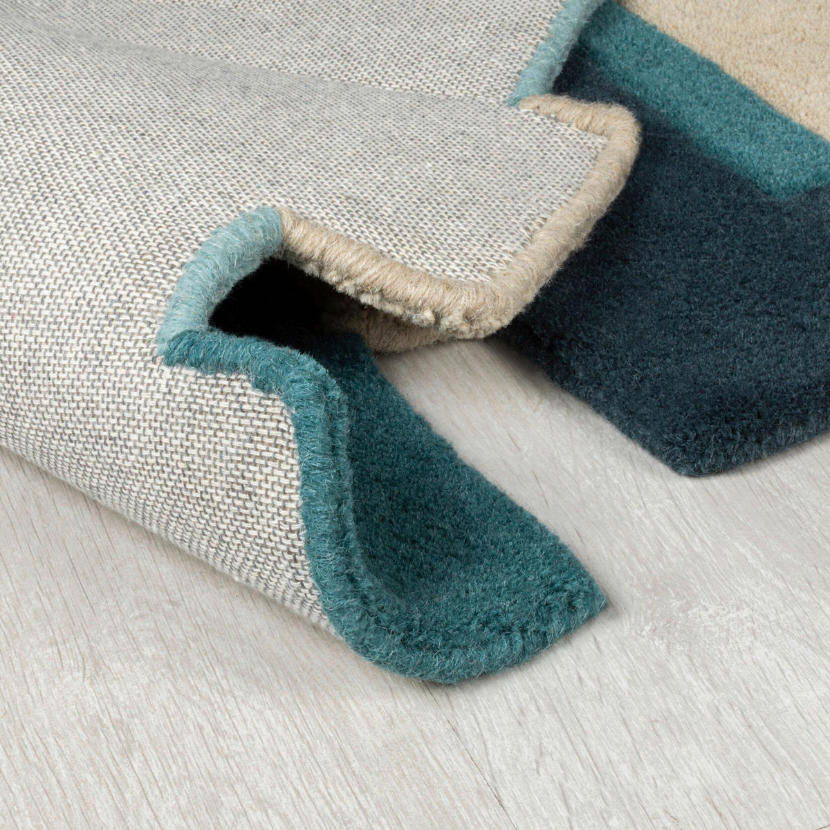WOLLTEPPICH 200/290 cm Abstract Petrol  - Petrol, KONVENTIONELL, Textil (200/290cm)
