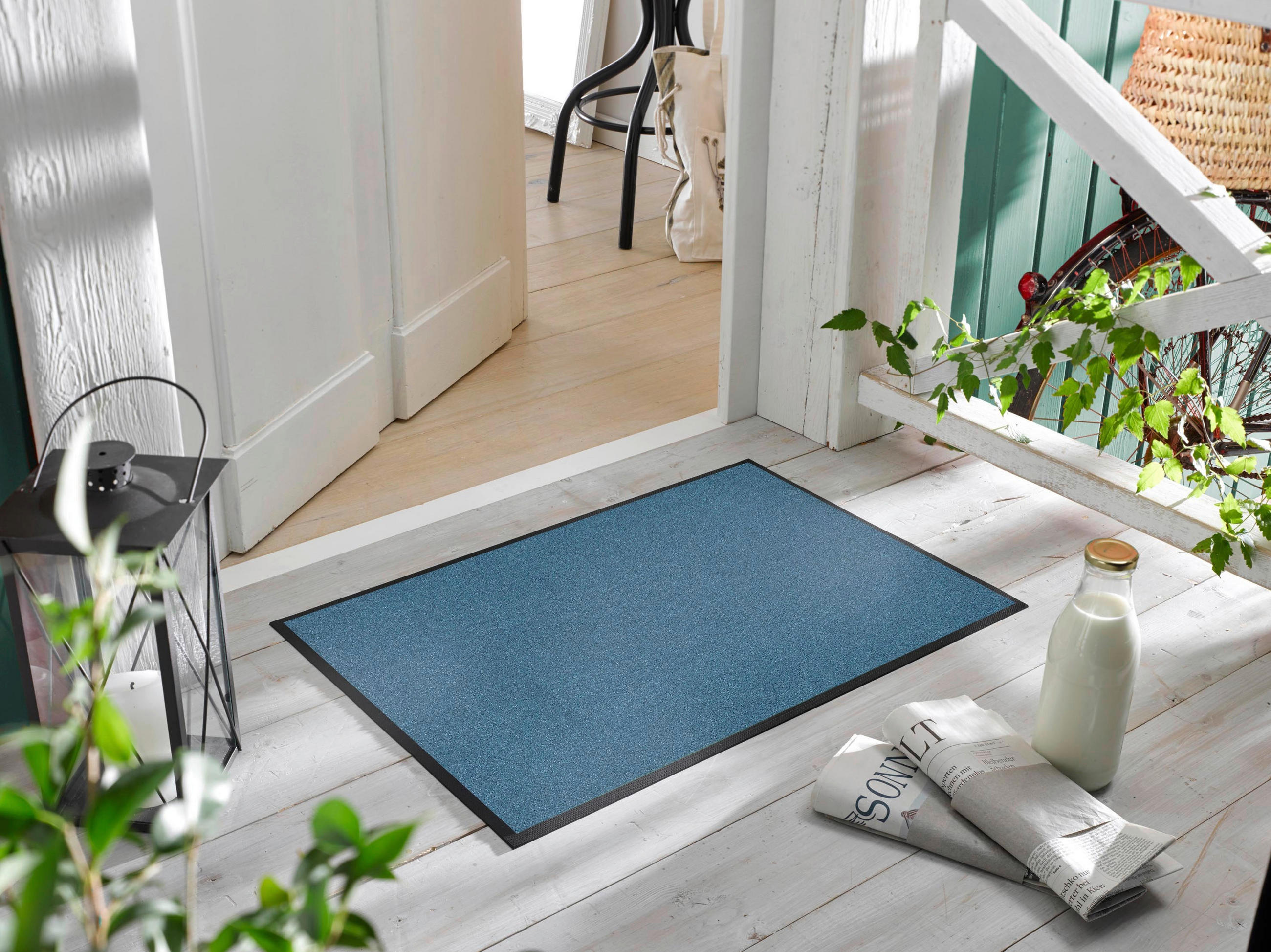 FUßMATTE  50/75 cm  Blau  - Blau, KONVENTIONELL, Kunststoff/Textil (50/75cm) - wash+dry