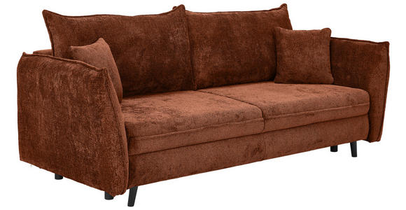 SCHLAFSOFA in Chenille Terracotta - Terracotta/Schwarz, KONVENTIONELL, Holz/Textil (238/99/108cm) - Carryhome