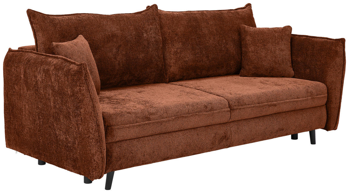 SCHLAFSOFA Chenille Terracotta  - Terracotta/Schwarz, KONVENTIONELL, Holz/Textil (238/99/108cm) - Carryhome