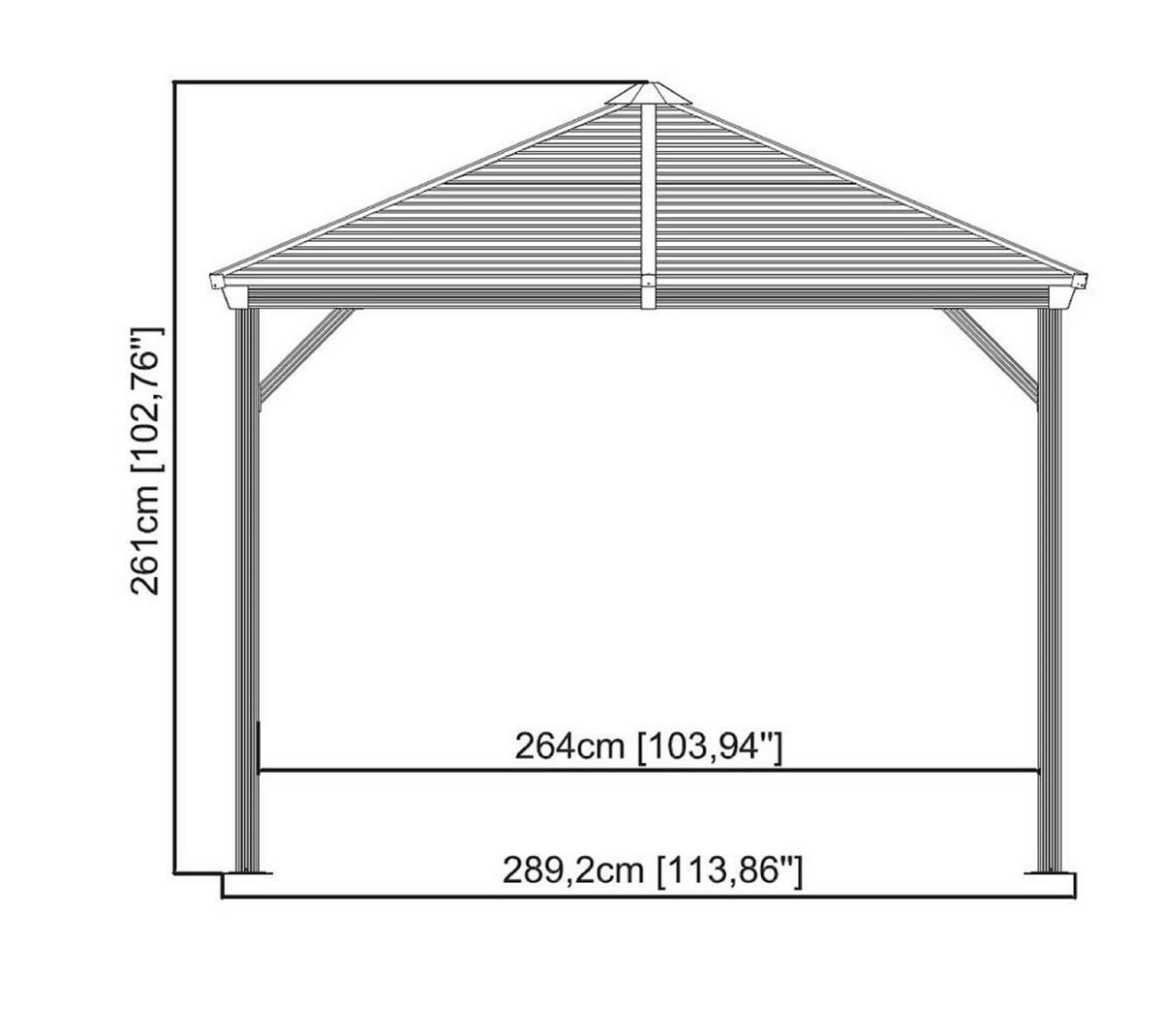 PAVILLON 296/261/423 cm Aluminium  - Anthrazit, Basics, Metall (296/261/423cm) - Ambia Garden