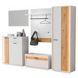GARDEROBE 5-teilig  in 284/201/37 cm  - Eichefarben/Weiß, Design, Glas/Holzwerkstoff (284/201/37cm) - Xora