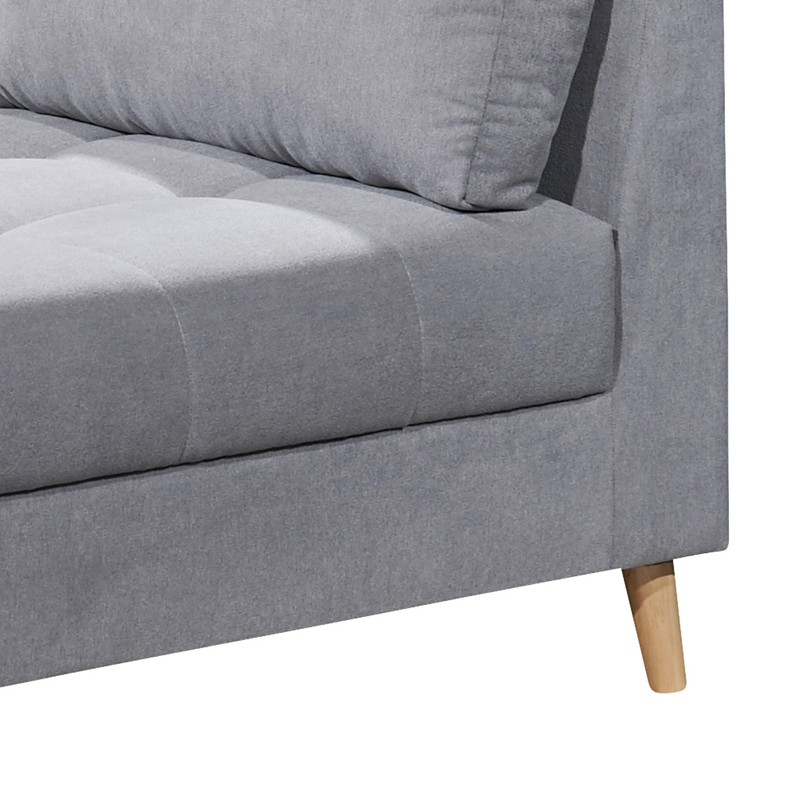 HÖRNSOFFA i mikrovelour ljusgrå  - furufärgad/ljusgrå, Klassisk, trämaterial/trä (249/175cm) - MID.YOU