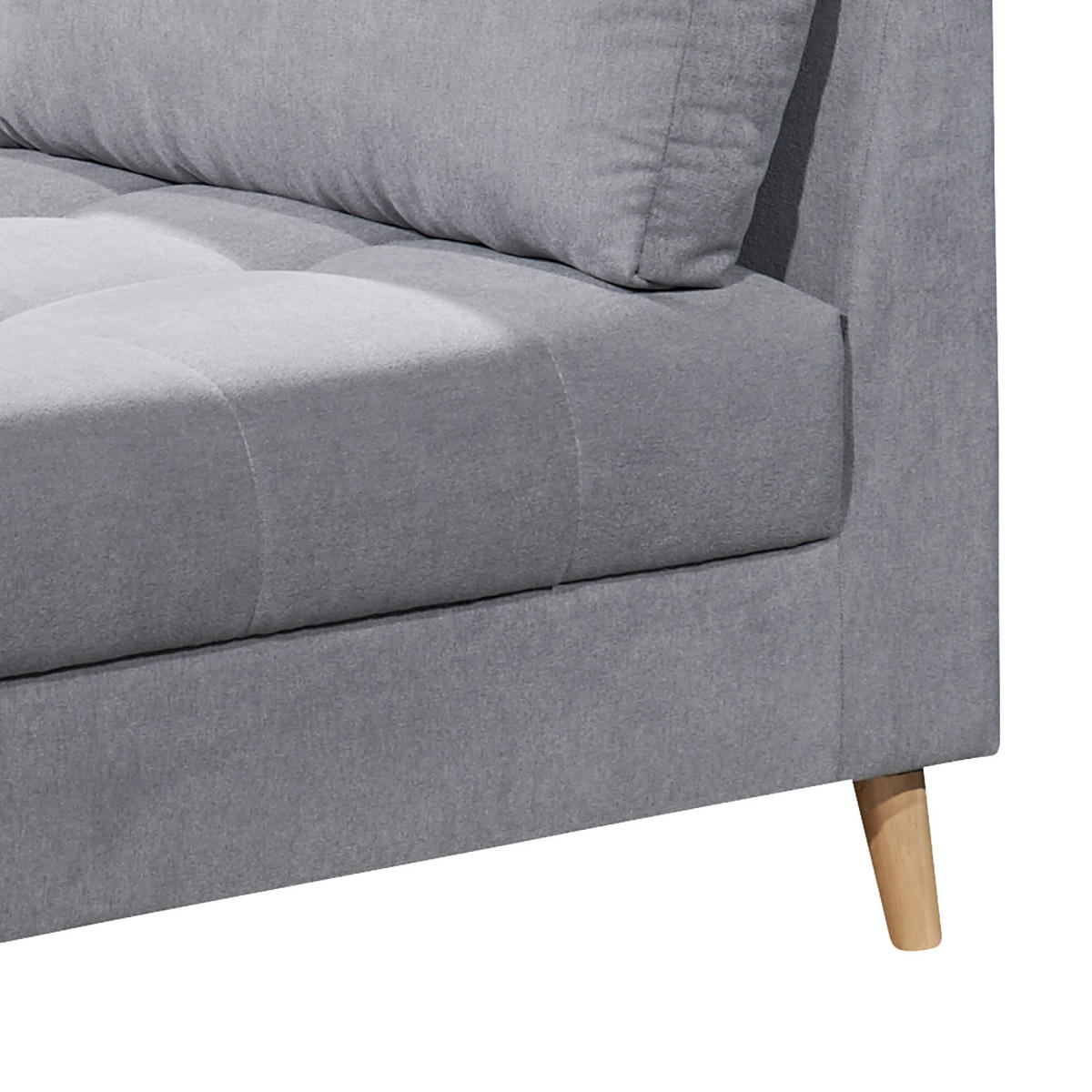ECKSOFA in Mikrovelours Hellgrau  - Hellgrau/Kieferfarben, Konventionell, Holz/Holzwerkstoff (249/175cm) - MID.YOU