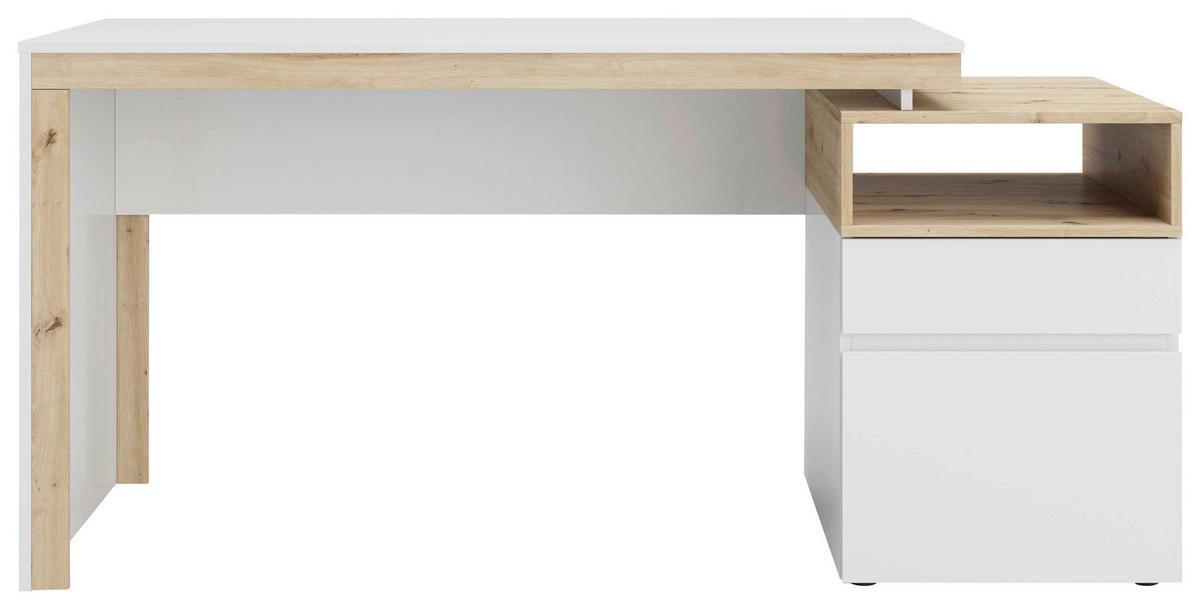 SCHREIBTISCH 160/60/76 cm  in Weiß, Eiche Artisan  - Weiß/Eiche Artisan, MODERN, Holz/Metall (160/60/76cm) - MID.YOU