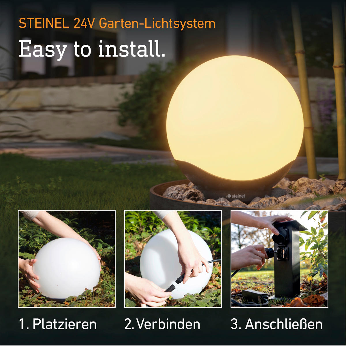 AUSSENLEUCHTE 24V Garten-Lichtsystem 30/30,8/30 cm  - Anthrazit/Weiß, Trend, Kunststoff (30/30,8/30cm) - Steinel