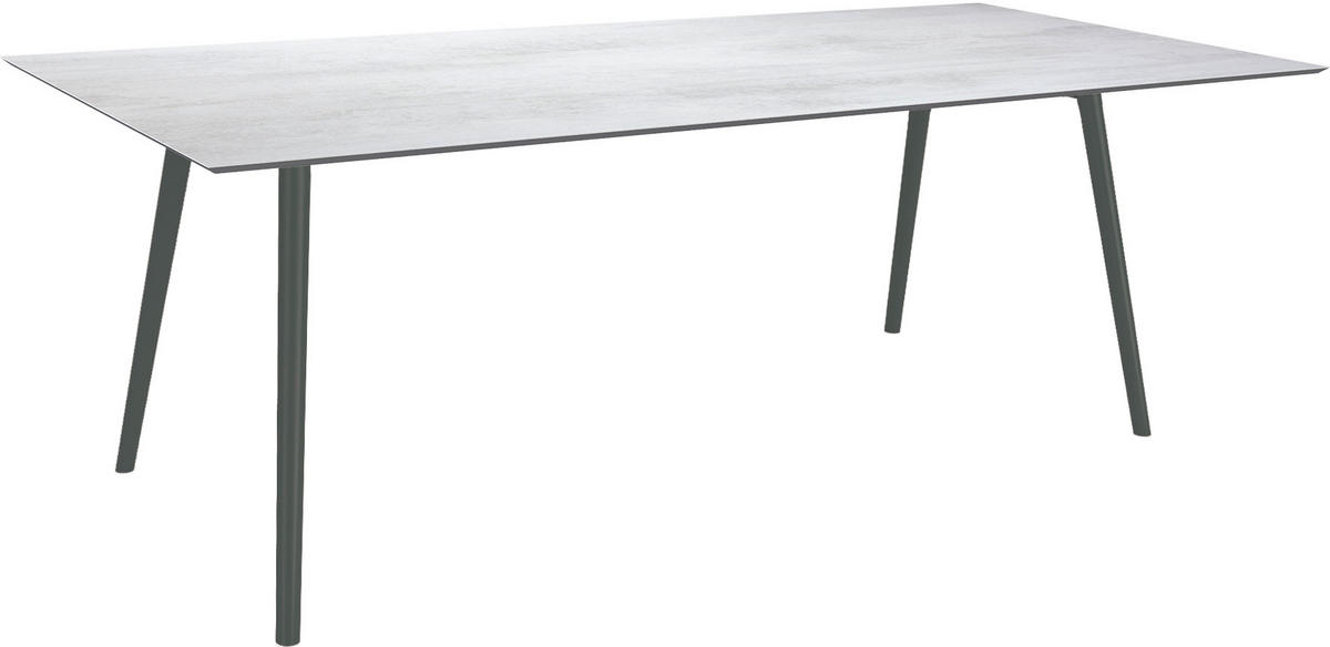 GARTENTISCH Kunststoff Hellgrau rechteckig  - Hellgrau/Schwarz, MODERN, Kunststoff/Metall (220/100/75cm) - Stern
