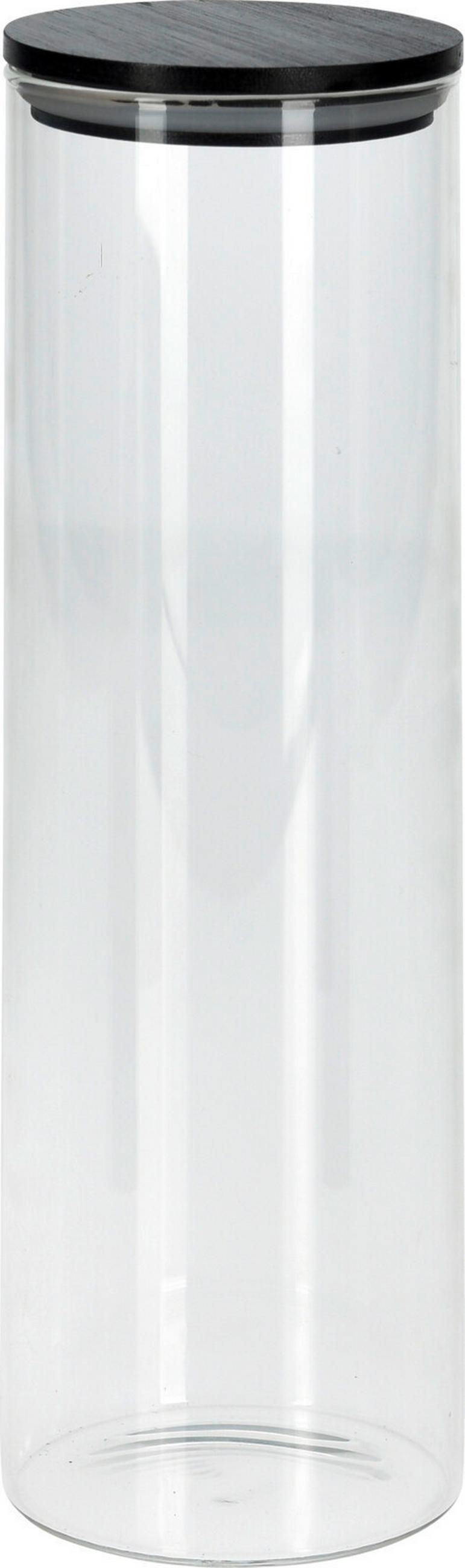 KUTIJA ZA HRANU  1,32 l    - crna, Osnovno, staklo/drvo (8,5/8,5/27cm)