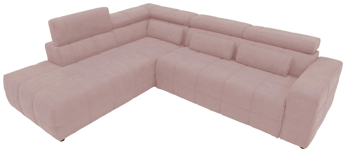 ECKSOFA Rosa Mikrofaser  - Schwarz/Rosa, Design, Kunststoff/Textil (228/275cm) - MID.YOU