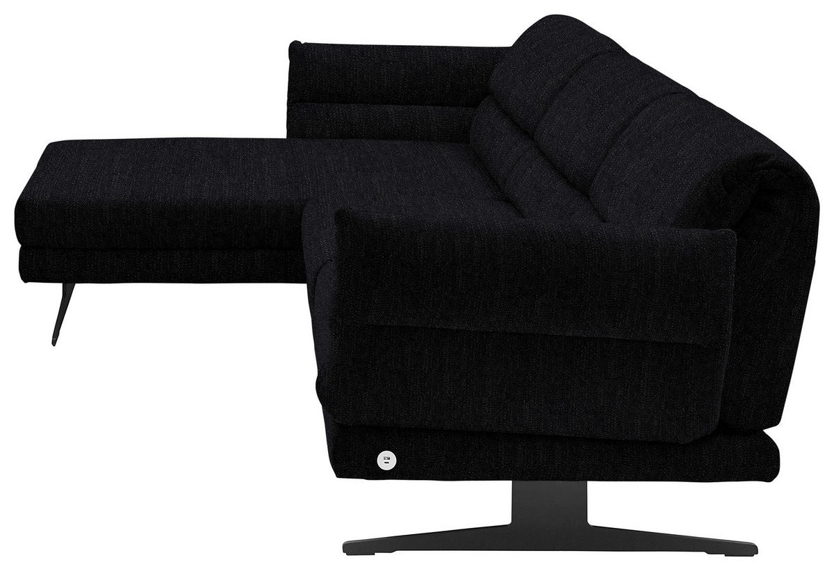 ECKSOFA in Flachgewebe Schwarz  - Schwarz, Design, Textil/Metall (176-217/279-327cm) - Dieter Knoll
