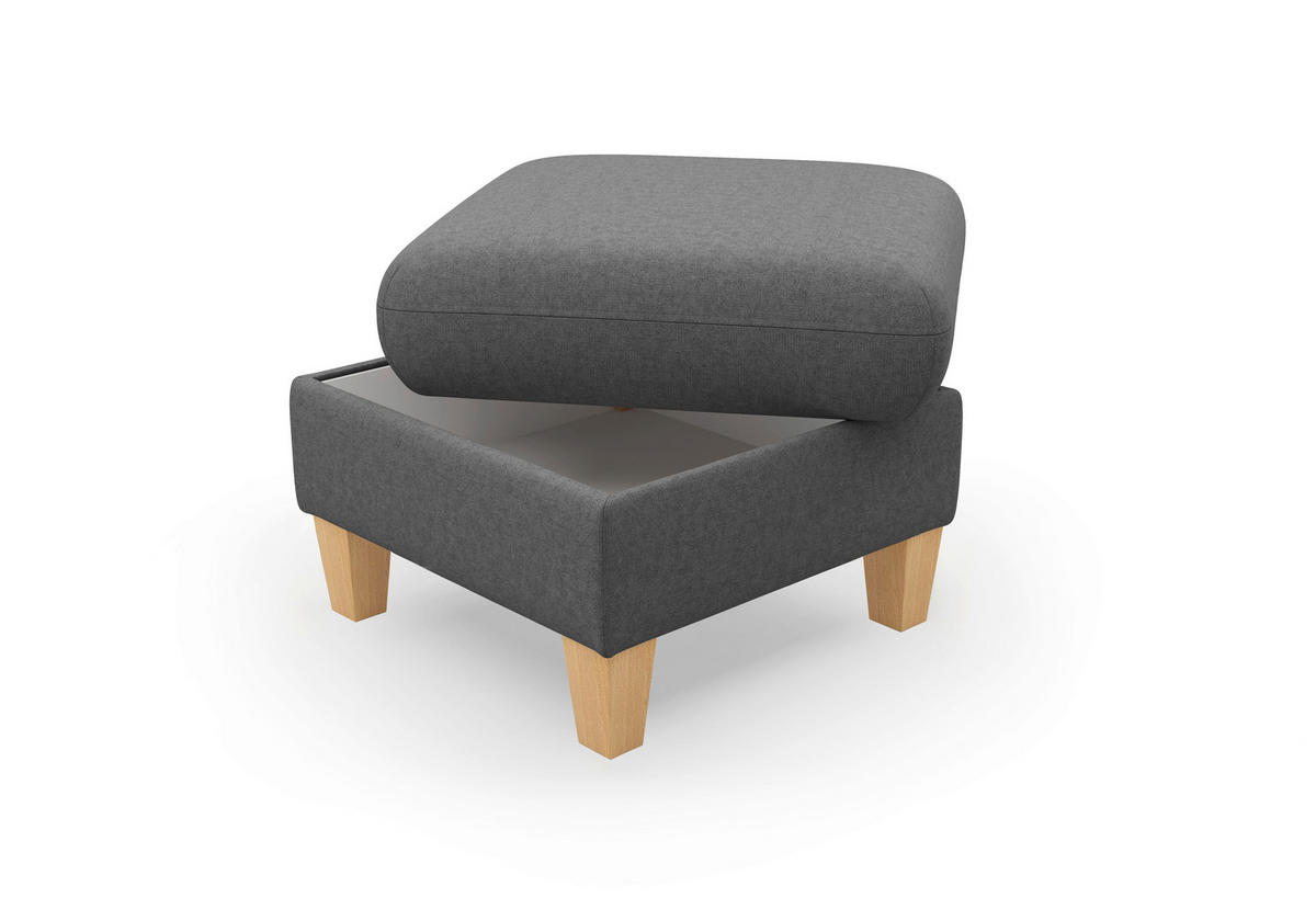 HOCKER Flachgewebe Dunkelgrau  - Eichefarben/Dunkelgrau, KONVENTIONELL, Holz/Textil (58/47/58cm) - Sit & More