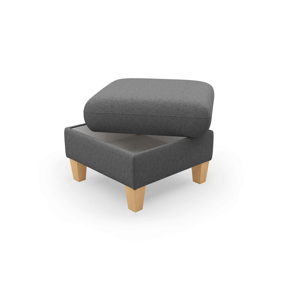 Thumbnail - Sit & More Hocker Rochelle E, Dunkelgrau, Textil, Buche, massiv, quadratisch, 58x47x58 cm, Goldenes M, Oeko-Tex® Standar...