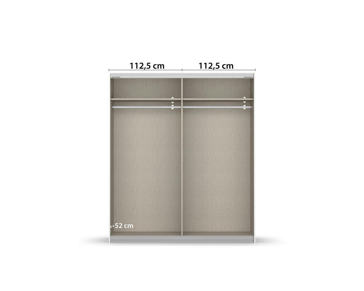 SCHWEBETÜRENSCHRANK 226/210/62 cm 2 Tür(en)-türig Weiß  - Alufarben/Weiß, KONVENTIONELL, Glas/Holzwerkstoff (226/210/62cm) - home24