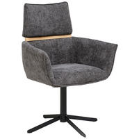 ARMLEHNSTUHL   Webstoff  - Hellbraun/Schwarz, Modern, Holz/Textil - MID.YOU