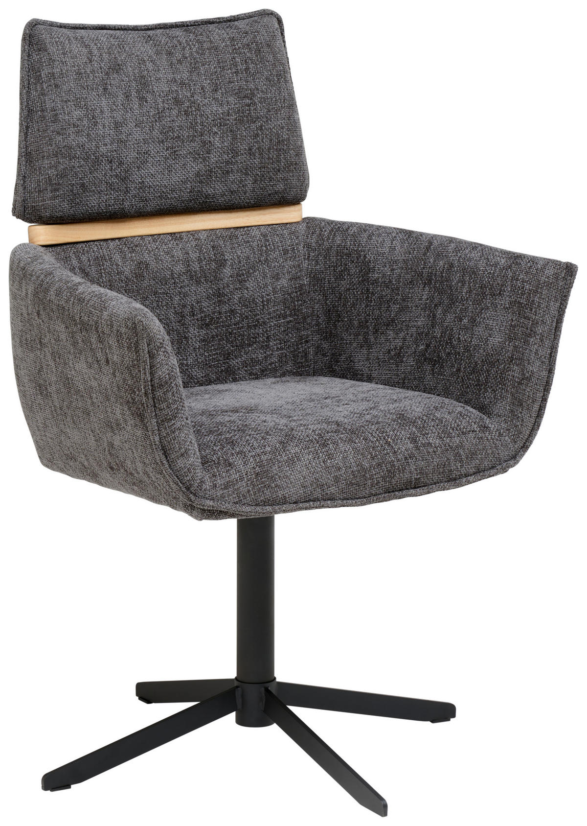 ARMLEHNSTUHL   Webstoff  - Hellbraun/Schwarz, Modern, Holz/Textil - MID.YOU